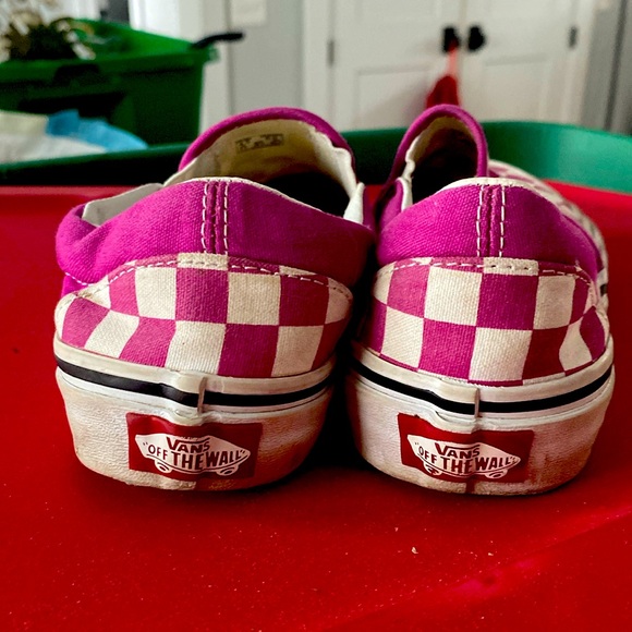 Dark purple, pink checkered, vans, preowned cute - Picture 5 of 12